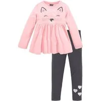 KIDSWORLD Langarmshirt & Leggings 2tlg. Set Shirt + Leggings mit schöner Paillettenapplikation (Set, 2-tlg., 2) Süßes Outfit für kleine Mädchen