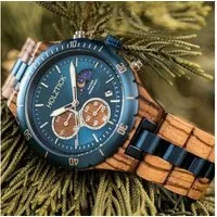 Holztick Bavaria Chronograph Enzian ENZIAN, handgefertigt aus Zebranoholz