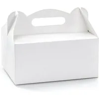 partydeco Kuchentransportbox, Papier, Tortenschachtel mit Griff 19x14x9cm für Torten Kuchen 10er Set Weiß