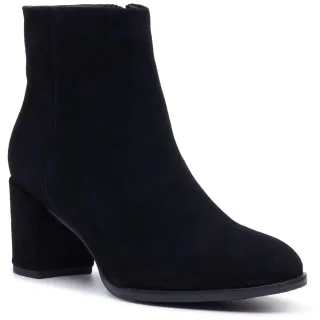 Hush Puppies Claridy Wildleder Damen Schwarze Absatz Stiefeletten