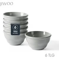 JIWOO Schüssel 6er Ø11,7cm, Müslischale Eisschale FrühstückSchale Dessertschale, Keramik, (Schaleset, 6-tlg), Bowl, Hochwertiges Schalen Grau Schale Mikrowellenofen Spülmaschine