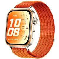Wigento Smartwatch-Armband Nylon für Huawei Watch Fit 5 4 / 5 4 Pro / 3 Klettverschluss Orange, Klettverschluss, Verstellbar