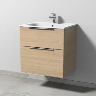 Sanipa 3way Waschtischunterbau zu Geberit Renova Plan Slim Waschtisch mit 2 Auszügen, Eiche-Nordic UM68648