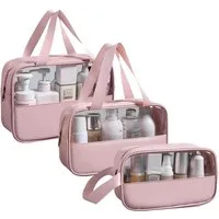 Coonoor Kosmetiktasche 3 Stück Wasserdicht PVC Kulturbeutel für Damen,Leicht