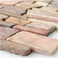 Mosafil Mosaikfliesen Mosaikfliesen Marmor Napola Bricks, Naturstein-Marmor 30.500x30.500, rot, Verlegefertig auf ein Netz geklebt - Frostsicher - Wasserfest -