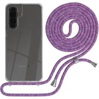 EAZY CASE Handykette Hülle mit Band für Samsung Galaxy A17 6,7 Zoll, Umhängetasche für Handy Silikonhülle Handyhülle durchsichtig Violett