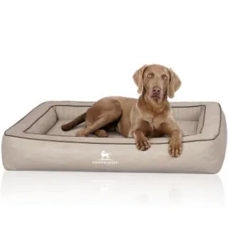 Knuffelwuff Orthopädisches Hundebett aus Laser gestepptem Kunstleder Montego grau XL