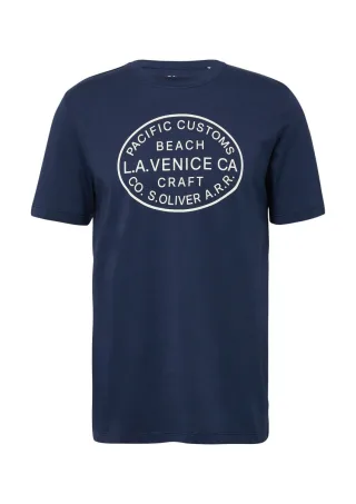 s.Oliver Red Label - T-Shirt mit Crew Neck und Frontprint blau - Gr. - S