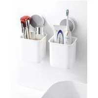 Creliv Badorganizer Zahnbürstenhalter/Duschorganizer ohne Bohren – Bad Organizer 2er Set (2 St)