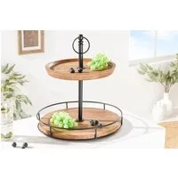 riess-ambiente Dekoetagere PURE NATURE Ø40cm natur / schwarz (Einzelartikel, 1 St), Esszimmer · Massivholz · Metall · für Alles · 2 Etagen · Industrial