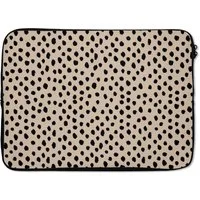 MuchoWow Laptop-Hülle Beige - Tupfen - Muster - Schwarz 13.3 Zoll, Laptopsleeve, weiches Innenfutter zum Schutz Kratzern, Laptoptasche