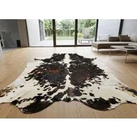 KUHFELL online & NOMAD Fellteppich Kuhfell Teppich Tricolor Braun Weiß Echtfell 230x210 cm