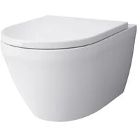 Alpenberger Tiefspül-WC Spülrandloses Hänge WC - Toilette mit Nano Beschichtung, wandhängend, Abgang waagerecht, 2-tlg., Wand WC Set mit Softclose Sitz - Made in Europa