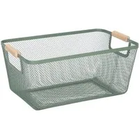 relaxdays Aufbewahrungskorb Drahtkorb mit Holzgriffen (1 St), Mint