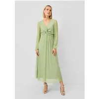 s.Oliver Maxikleid Kleid Plissiertes Maxikleid mit V-Ausschnitt und Metallic-Effekt