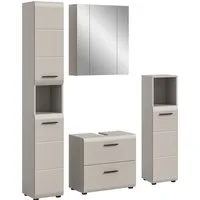welltime Badezimmer-Set, (Set, 4-St., Hochschrank, WBU, Spiegelschrank, Standschrank hoch), Bad-Kombination, Bad-Möbel, Badezimmer, Kombination, Kombi