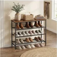 VASAGLE Schuhregal, 4 Ebenen, 30 x 75 x 69 cm, für 12-16 Paar Schuhe