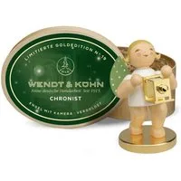 Wendt & Kühn Weihnachtsfigur Goldedition No 19 Chronist Engel mit Kamera Vergoldet Limitiert 650/30, Haarfarbe zufällig blond oder braunhaarig