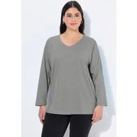 Ulla Popken T-Shirt Shirt V-Ausschnitt Relaxed Langarm
