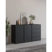 OTTO home Sideboard Metric,Breite 138 cm, grifflose Kommode 2 Türen/4 Schubkästen, Schubladenschrank mit viel Stauraum, Einlegeböden verstellbar