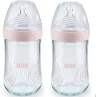 NUK Babyflasche NUK Nature Sense Glasflasche, 0-6 Monate, 240 ml VORTEILSPACK