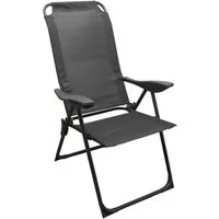 Spetebo Hochlehner Metall Garten Klappstuhl grau mit 5-fach verstellbarer Rückenlehne (108 x 62 cm, 1 St), Campingstuhl mit Textil Gewebe bis 110 kg belastbar
