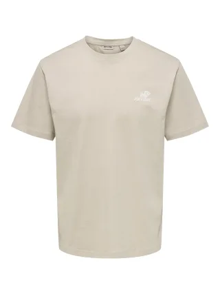 ONLY&SONS - ONSFRED LIFE RLX SS PRINT TEE VD Silver Lining - Gr. - XL
