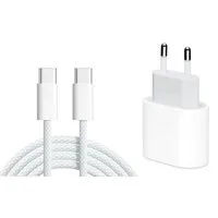 Ventarent Schnellladeset für Apple iPhone 16/17 Pro/Plus/Pro Max inkl. 1m Kabel Smartphone-Ladegerät (2,77 mA, Ladeset, 2-tlg., 1x Ladekabel (gewebt) 1 Meter + 1x Adapter 20 Watt USB-C, Fast Charging, gewebtes Kabel)