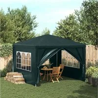 furnicato Partyzelt Grün UV-wasserbeständig 3x3x2,55m, Stabiler Gartenpavillon mit Reißverschluss-Tür und Stahlrahmen