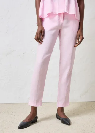 bonprix verkürzte Hose aus reinem Leinen, rosa, Gr.54, elegante schmale Hose aus Leinen Premium Qualität, aus Leinen