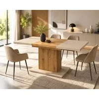 OTTO home Esstisch Boston, Säulentisch, Speisetisch, Küchentisch, ausziehbar bis 150 cm, Platz für bis zu 6 Personen, verlängerbar durch Einlegeplatte