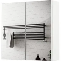 Mondeer Badezimmerspiegelschrank Badezimmerspiegel Hängeschrank, Wandschrank, mit 2 Türen 45 x 12.9 x 45 cm, Weiß