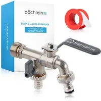 Bächlein Auslaufventil Doppel-Wasserhahn für den Garten