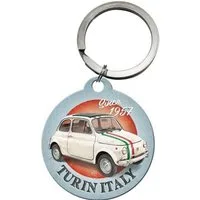 Nostalgic-Art Schlüsselanhänger mit Gravur Schlüsselanhänger - Fiat 500 - Turin Italy