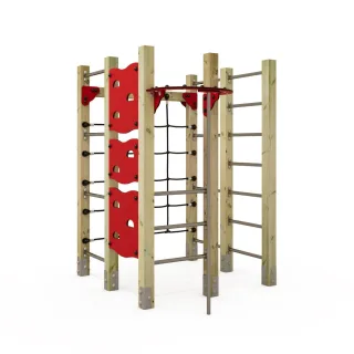 PRO Fit Pioneer Parkour für Kinder 11x11 cm - Outdoor Klettergerüst mit Kletterwand, Feuerwehrstange & Sprossenwand - Spielplatz Abenteuer Wickey