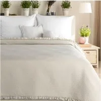 Design91 Tagesdecke BELLA RÜSCHE, Bettüberwurf mit Rüschen, elegante Tagesdecke, weiche Struktur