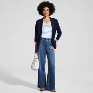 Starfish Knit-Jeans mit weitem Bein, Damen, size: regular, Blau, Baumwoll-Mischung/Polyester-Mischung, by Lands' End