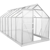 Zelsius Gewächshaus Zelsius Aluminium Gewächshaus mit Fundament, 380 x 190 cm, 6 mm Hohlka, BxTxH: 190 x 380 x 195 cm, 6.00 mm Wandstärke