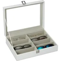 relaxdays Aufbewahrungsbox Brillenbox für 8 Brillen, weiß