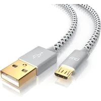 Primewire USB-Kabel, 2.0, Micro-USB (100 cm), 2,4A MicroUSB Schnellladekabel, Nylon, Metallstecker, Datenkabel - 1m