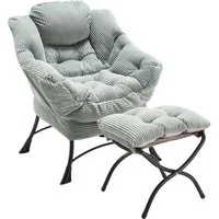 LVHOM Loungesessel Relaxsessel mit Hocker: Verbreitert/Sanftes Design,praktische Ergonomie (Gemütliche, extraweiche Polsterung, rutschfeste Schutzfüße, ergonomische Lehne, Seitentasche (Handy), Hocker als Fußbank/zusätzlicher Sitz, Stahlrahmen bis 18