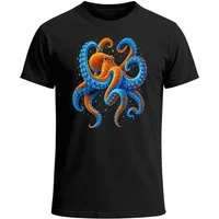 Neverless Print-Shirt Herren T-Shirt Oktopus Tintenfisch Grafik Print Maritim Grafikshirt mit Print