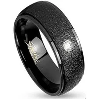 BUNGSA Fingerring 57 (18.1) Schwarzer Ring sand-gestrahltem Mittelteil und Kristallstein (Ring, 1-tlg), Damen Herren