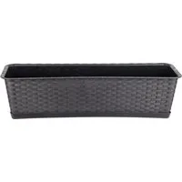 BigDean Blumenkasten Blumenkasten mit Untersetzer 60 cm Rattan-Optik Balkonkasten (1 St)