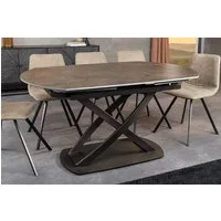 riess-ambiente Esstisch INCEPTION 130-190cm dunkelbraun – oval, Keramik, Rost-Design, Metall (Einzelartikel, 1-St), ausziehbare Platte für 6–8 Personen – ideal für Esszimmer oder Küche