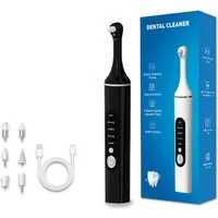 COOL-i ® Mundpflegecenter Zahnpolierer Set mit LED & 5 Modi& 6 Köpfen, Für kosmetische Zahnpflege, sanftes Aufhellen & frischen Atem