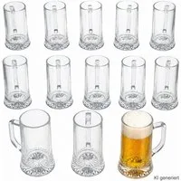 MamboCat Bierglas 12x Akki Bierkrug 0,4L mit Sternboden & Henkel Bierseidel 400ml Glas, Glas