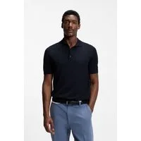 BOSS Kurzarmpullover Nolano aus Schurwolle, Polokragen