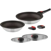 Kuppels Pfannen-Set QUICK CLACK PRO, 18/10 (5-tlg., vielfach kombinierbar), besonders platzsparend, abnehmbare Griffe