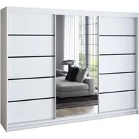 A&J MöbelLand GmbH Schiebetürenschrank VILUNO mit 4 Schubladen und Spiegel (TOP ANGEBOT! Geräumiger Schrank mit einer Breite von 200 cm und Spiegel, ideal zur Aufbewahrung von Kleidung und Accessoires. 4 Schubladen und viel Stauraum. TOP PRODUKT! Wäh